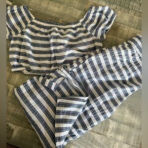 Aerie cropped top and pant set- blue